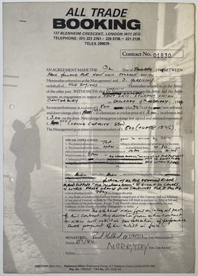 Lot 198 - THE SMITHS - CONTRACT SIGNED BY MORRISSEY.