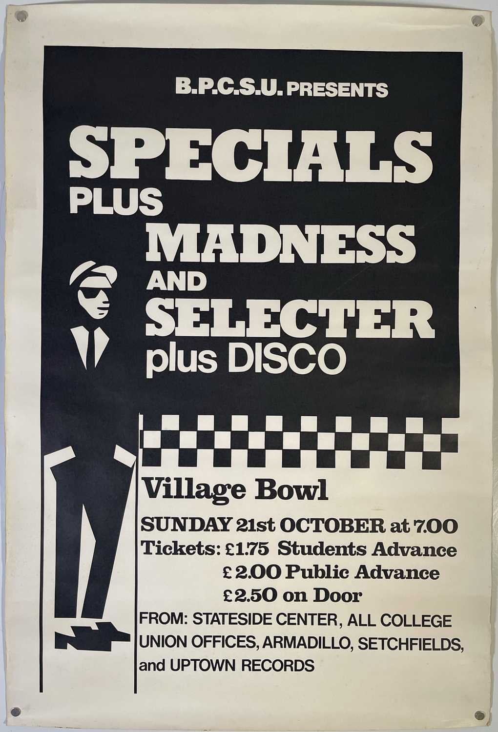 Lot 21 - TWO-TONE - THE SPECIALS / MADNESS / SELECTER - ORIGINAL 1979 BOURNEMOUTH CONCERT POSTER.