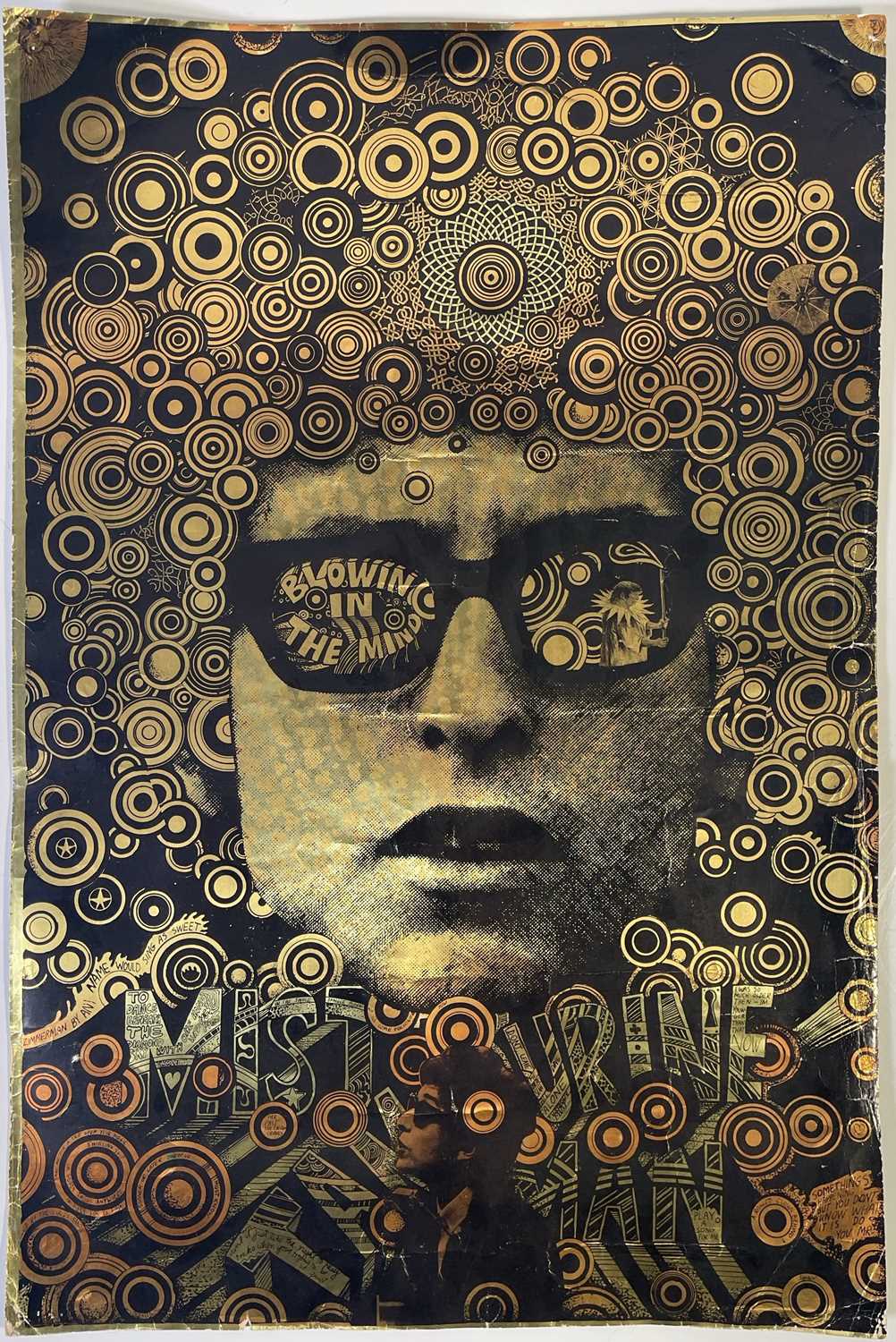 Lot 22 - BLOWIN' IN THE MIND - BOB DYLAN - AN ORIGINAL MARTIN SHARP DESIGNED POSTER.