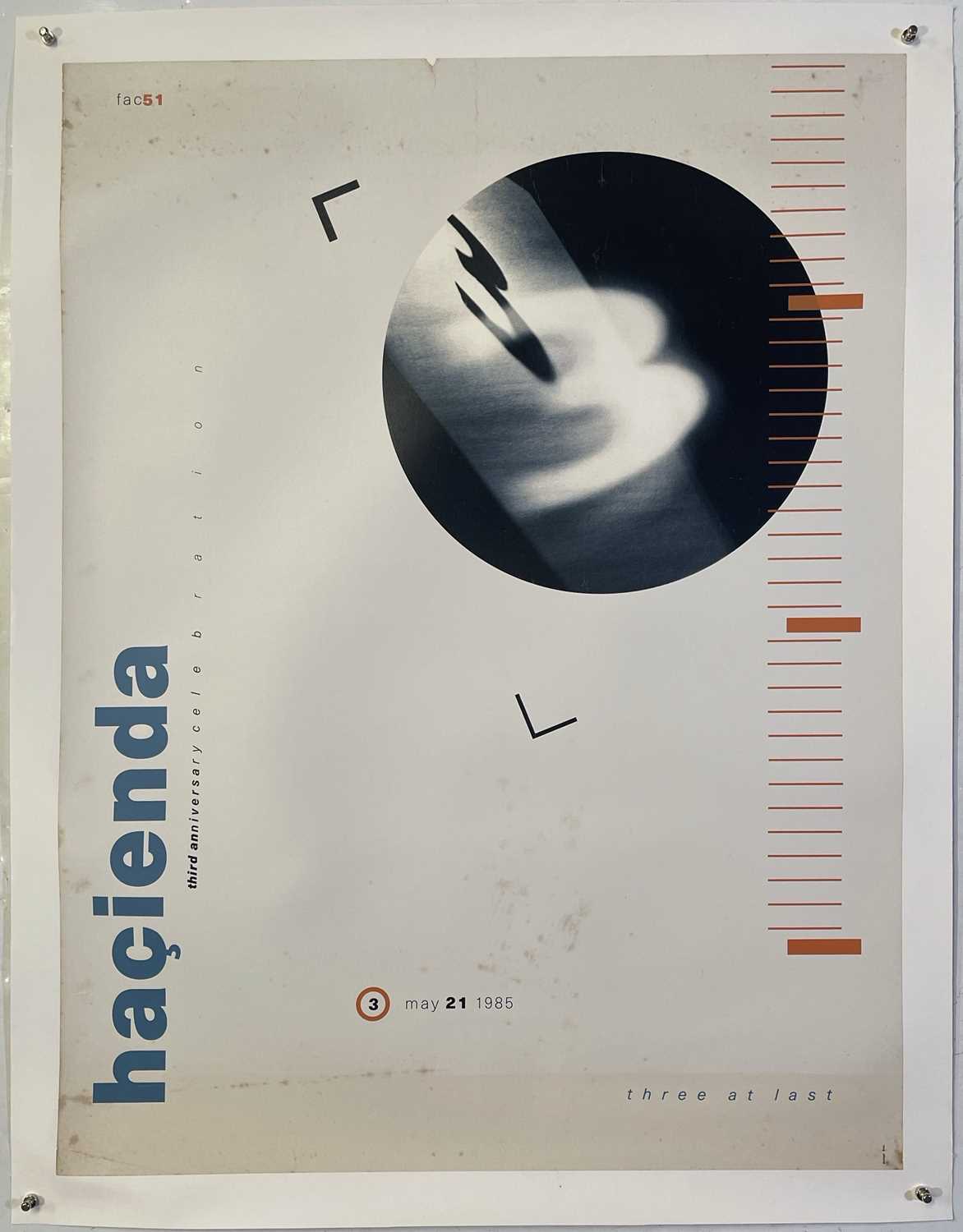 Lot 73 - THE HACIENDA - ORIGINAL 1985 THIRD BIRTHDAY POSTER.