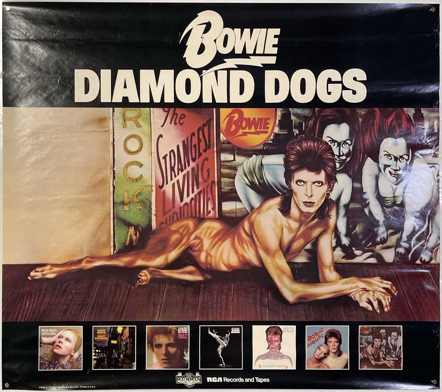 Lot 28 - DAVID BOWIE - ORIGINAL USA DIAMOND DOGS PROMOTIONAL POSTER.