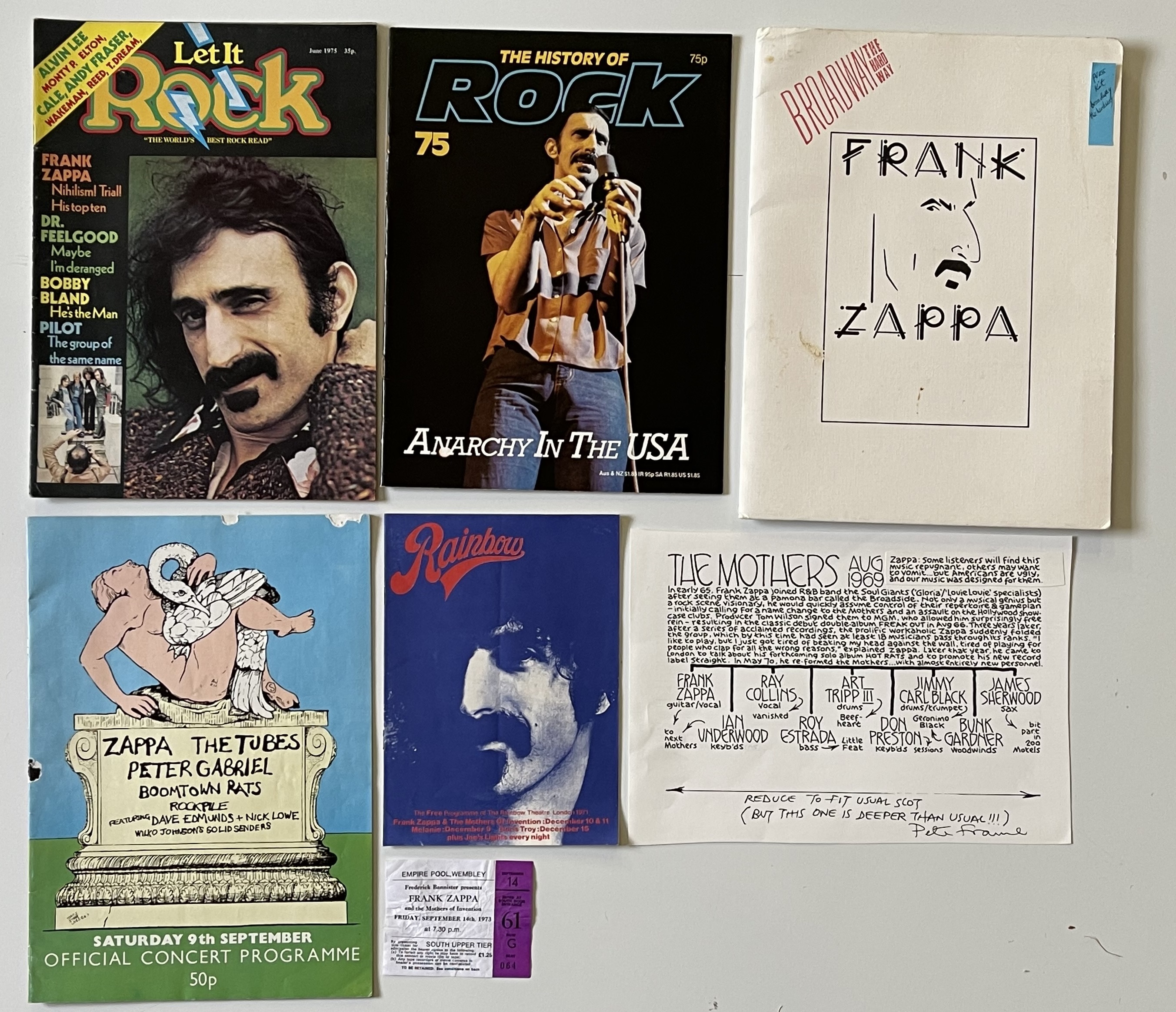 Lot 167 - FRANK ZAPPA MEMORABILIA INC PETE FRAME