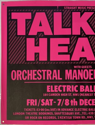 Lot 40 - TALKING HEADS / OMD - ORIGINAL 1979 CONCERT POSTER.