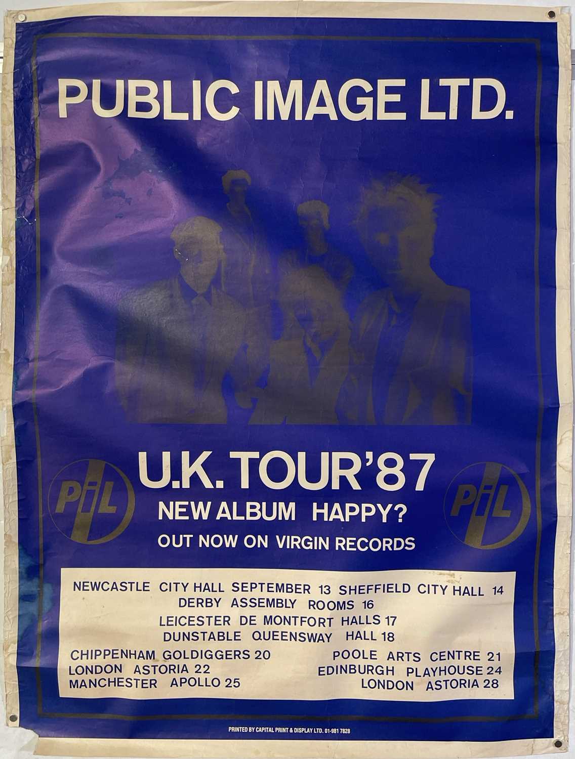 Lot 41 - PUBLIC IMAGE LTD - ORIGINAL 1987 TOUR POSTER.