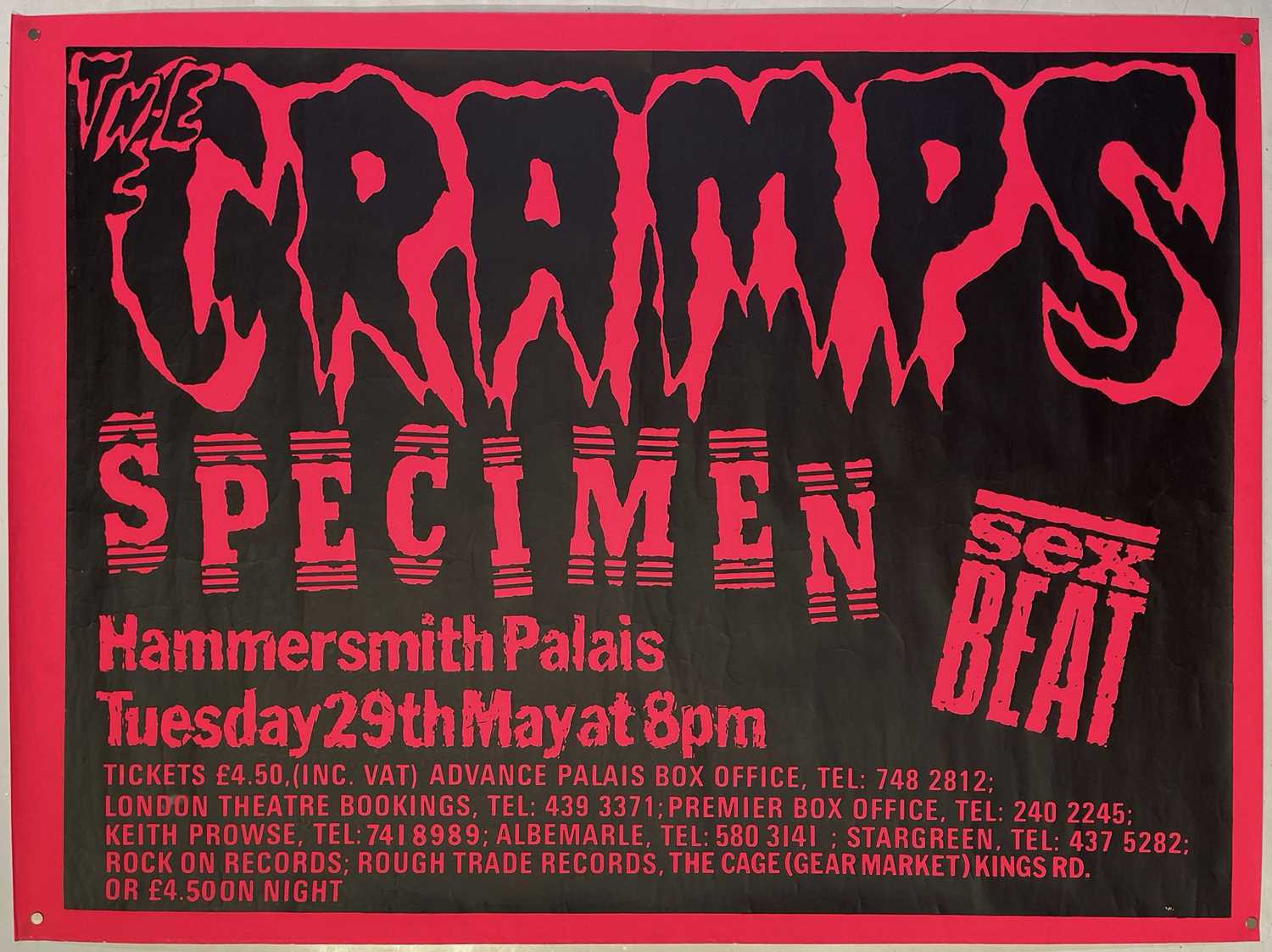 Lot 43 - THE CRAMPS - ORIGINAL 1984 CONCERT POSTER.