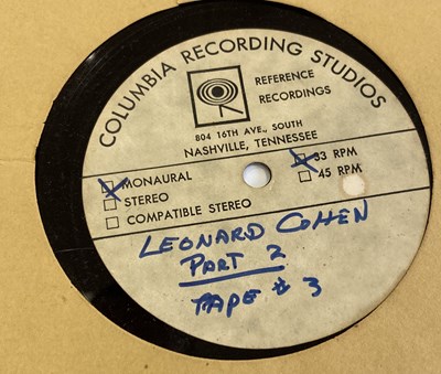 Lot 59 - LEONARD COHEN - COLUMBIA ACETATE LP RECORDINGS - PARIS OLYMPIA 1972