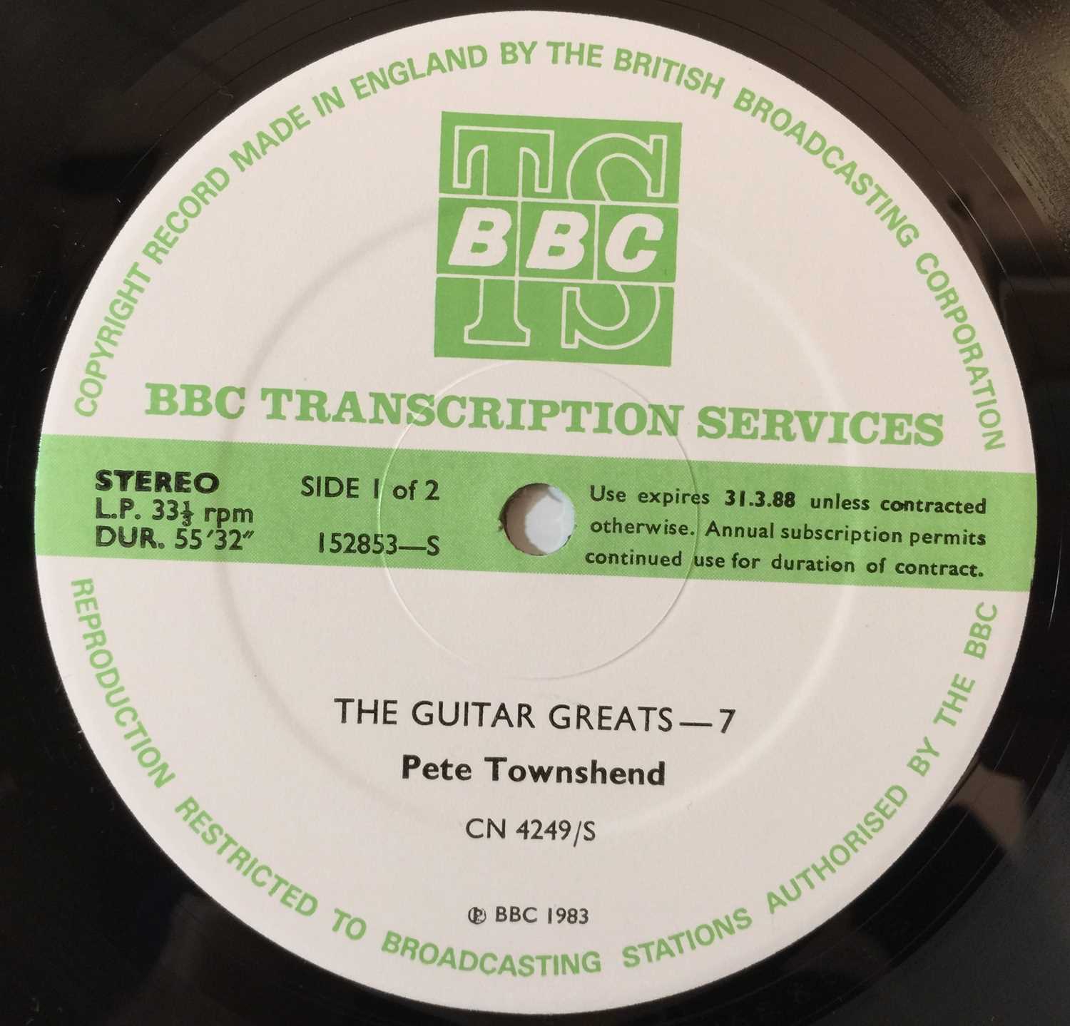 Lot 1171 - PETE TOWNSHEND/ JIMMY PAGE - GUITAR GREATS 7 + 8 - BBC TRANSCRIPTION LP (152853-S)
