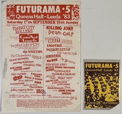 Lot 204 - THE SMITHS - ORIGINAL 1983 FUTURAMA 5 FESTIVAL HANDBILL AND TICKET.