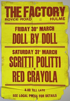 Lot 78 - THE FACTORY - AN ORIGINAL CONCERT POSTER FOR SCRITTI POLITTI / RED CRAYOLA.