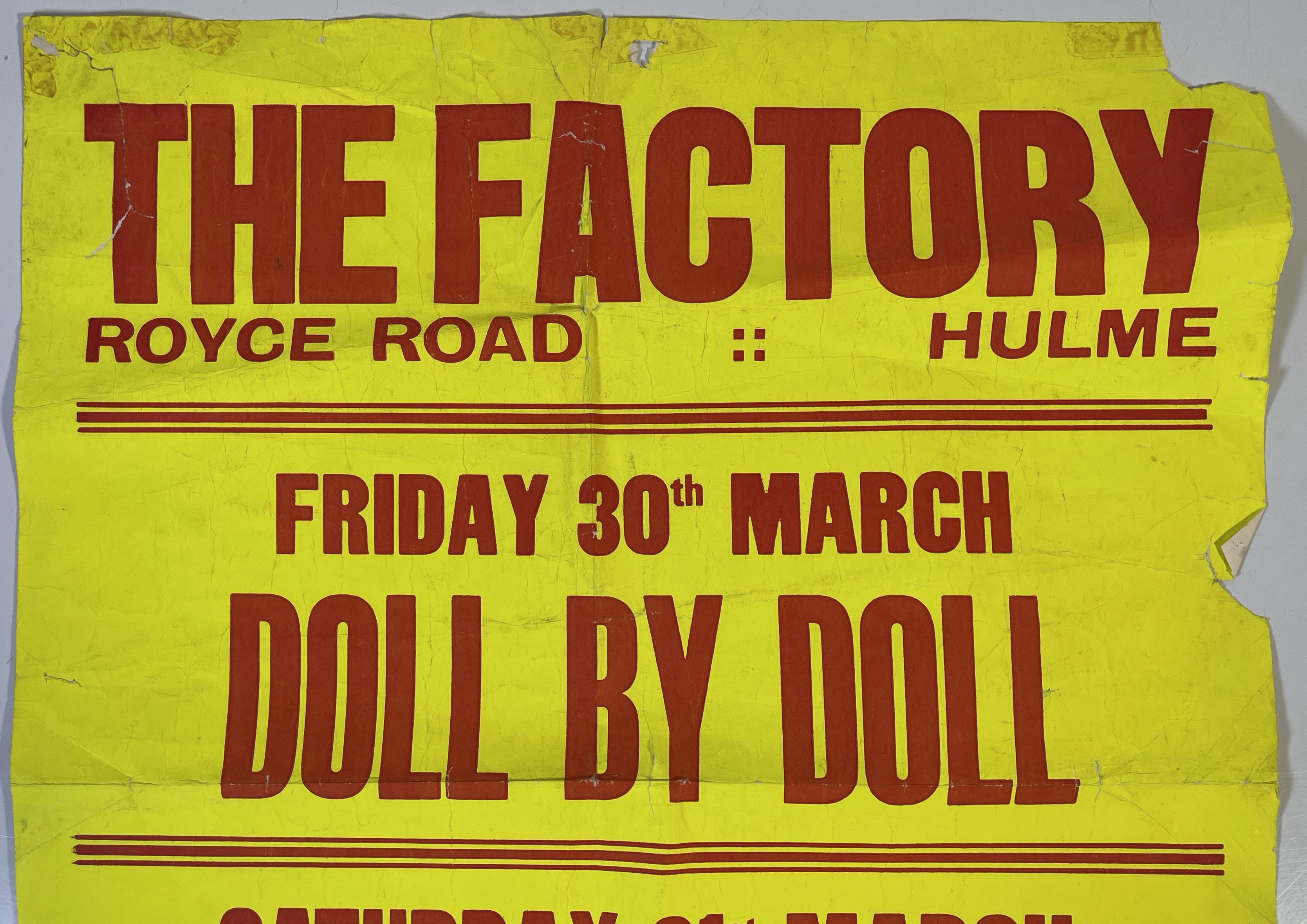 Lot 78 - THE FACTORY - AN ORIGINAL CONCERT POSTER FOR