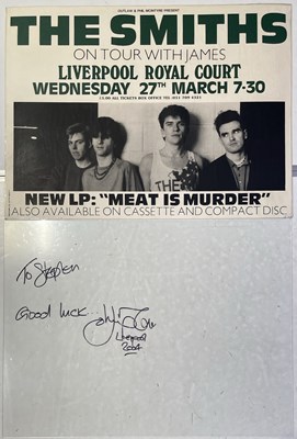 Lot 132 - THE SMITHS - ROYAL COURT LIVERPOOL 1985 POSTER - FRAME SIGNED BY JOHNNY MARR.