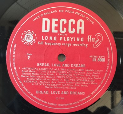 Lot 6 - BREAD LOVE AND DREAMS - BREAD LOVE AND DREAMS LP (ORIGINAL UK MONO PRESSING - DECCA LK 5008)