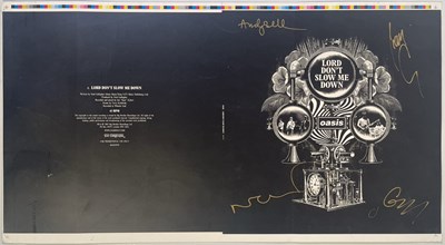 Lot 93 - OASIS - SIGNED PROOF SLEEVE FOR 'LORD DON'T SLOW ME DOWN'.