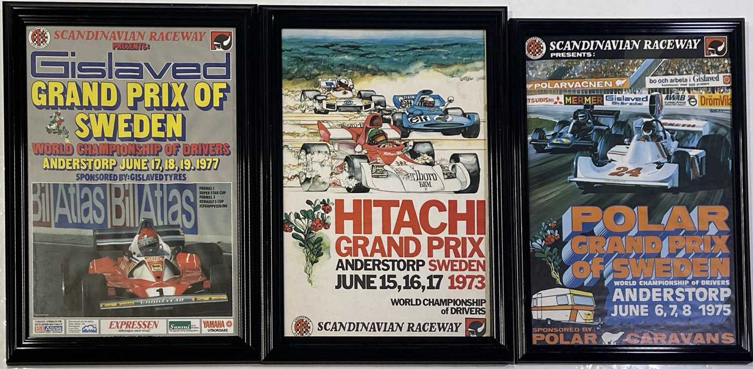 Lot 7 - MOTORSPORT - THREE 1970S SWEDISH GRAND PRIX POSTERS.