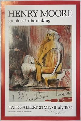 Lot 9 - HENRY MOORE (1898-1986) A SIGNED 1975 EXHIBITION POSTER.