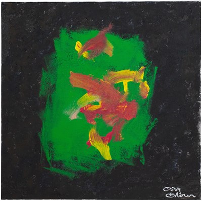 Lot 1 - OZZY OSBOURNE, KRAMER AND SABLE - TECHNICAL ECSTASY (2025) - AN ORIGINAL PAINTING FOR SAVE THE CHIMPS.