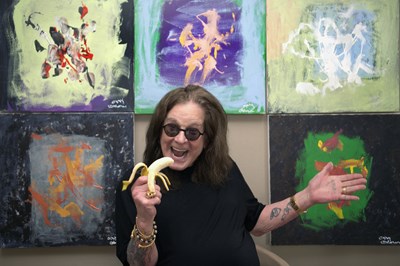 Lot 2 - OZZY OSBOURNE, SOPHIE - ELECTRIC FUNERAL (2025) - AN ORIGINAL PAINTING FOR SAVE THE CHIMPS.