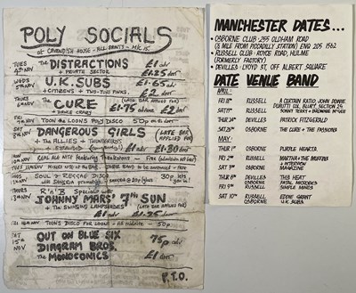 Lot 456 - THE CURE - TWO ORIGINAL HANDBILLS FOR MANCHESTER CONCERTS C 1980.
