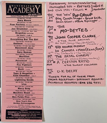 Lot 144 - MANCHESTER MUSIC - ORIGINAL HANDBILLS INC A CERTAIN RATIO 1979.