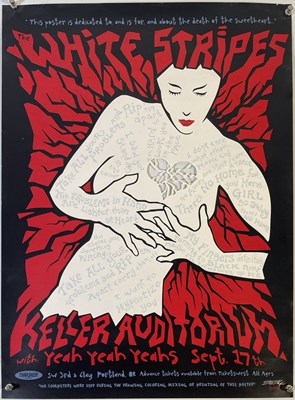 Lot 226 - THE WHITE STRIPES - RARE KELLER AUDITORIUM LASER CUT EMEK SIGNED POSTER.