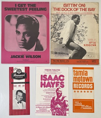 Lot 87 - SOUL MEMORABILIA TO INC SHEET MUSIC / ISAAC HAYES HANDBILL.