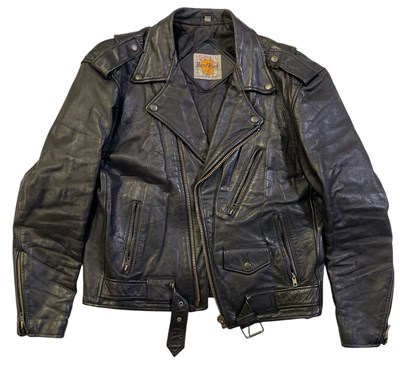 Lot 589 - THE WHO - JOHN ENTWISTLE HARD ROCK CAFE LEATHER JACKET.