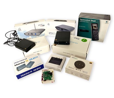 Lot 13 - MIXED AUDIO EQUIPMENT AND CABLING. (IFI, KHADAS, LOGITECH, TOPPING)