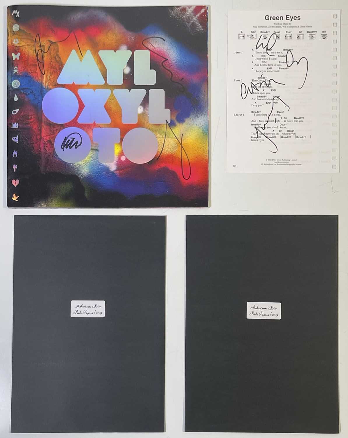 Lot 316 - COLDPLAY - SIGNED MUSIC SHEET AND PROGRAMME.