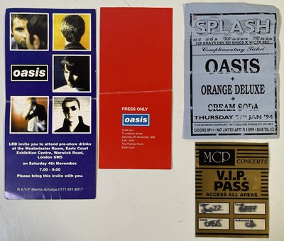 Lot 498 - OASIS - RARE PASSES/INVITES/HANDBILL.