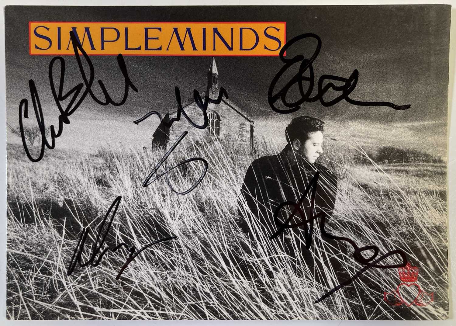 Signi Minds Lot 317 - SIMPLE MINDS - SIGNED POSTCARD.
