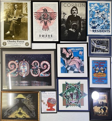 Lot 236 - LARGE COLLECTION OF FRAMED MUSIC POSTERS INC SWANS / FLAMIN' GROOVIES / ACID MOTHER TEMPLE ETC.