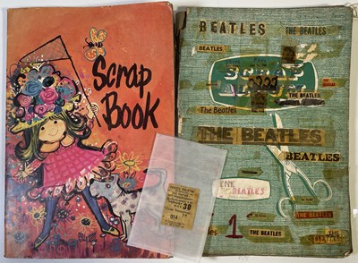 Lot 102 - BEATLES SCRAPBOOK INC ORIGINAL TICKET STUB / ROLLING STONES COURT CASE SCRAPBOOK.
