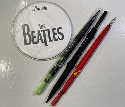 Lot 441 - BEATLES MIXED MEMORABILIA INC REPLICA DRUMSKIN.