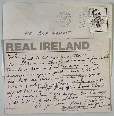 Lot 329 - THE KINKS - HANDWRITTEN POSTCARD FROM RAY DAVIES TO BOB HENRIT.