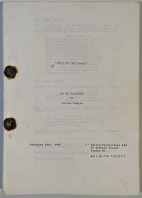 Lot 575 - DAVID BOWIE INTEREST - ORIGINAL 1985 'ABSOLUTE BEGINNERS' SCRIPT.