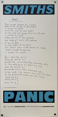 Lot 466 - THE SMITHS - ORIGINAL ROUGH TRADE PROMOTIONAL 'LYRICS' POSTER FOR 'PANIC'.