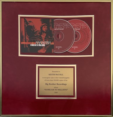 Lot 515 - OASIS - 'FAMILIAR TO MILLIONS' CD AWARD.