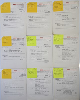 Lot 105 - BBC TRANSCRIPTION DISC CUE SHEETS - TOP OF THE POPS.