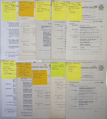 Lot 106 - BBC TRANSCRIPTION DISC CUE SHEETS - GLAM ROCK STARS.