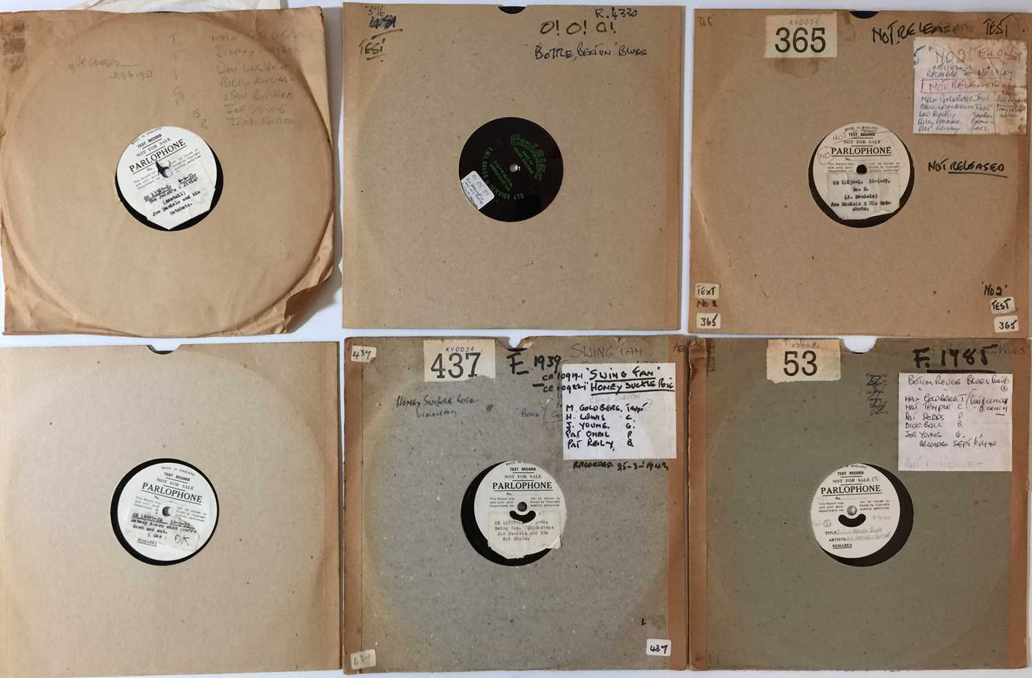 Lot 1033 - JOE DANIELS (JAZZ) - 10" 78RPM TEST PRESSINGS (MAINLY PARLOPHONE)