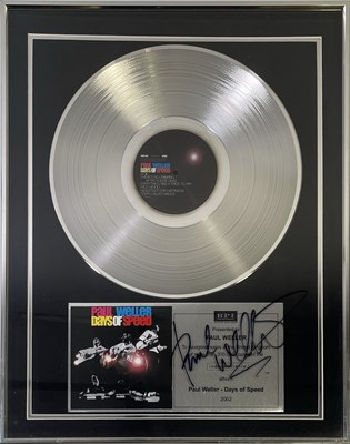 Lot 565 - THE JAM - BPI AWARD PRESENTED TO PAUL WELLER FOR 'DAYS OF SPEED' SIGNED BY PAUL WELLER.