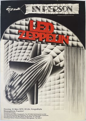 Lot 397A - LED ZEPPELIN - RARE GERMAN POSTER FOR A CANCELLED FRANKFURT CONCERT, MARCH 1970.
