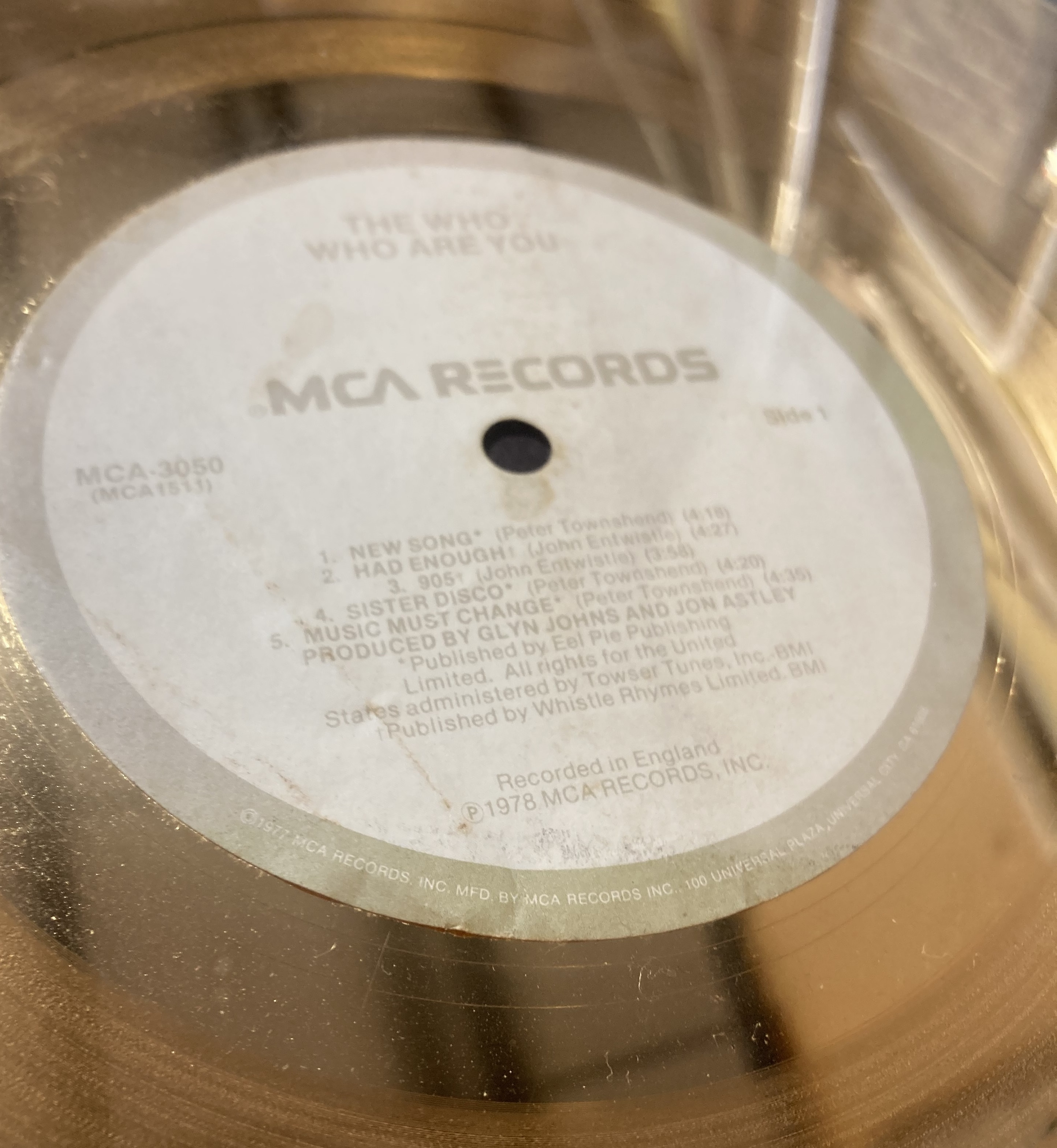 Lot 275 - ROGER DALTREY WHO ARE YOU RIAA GOLD DISC
