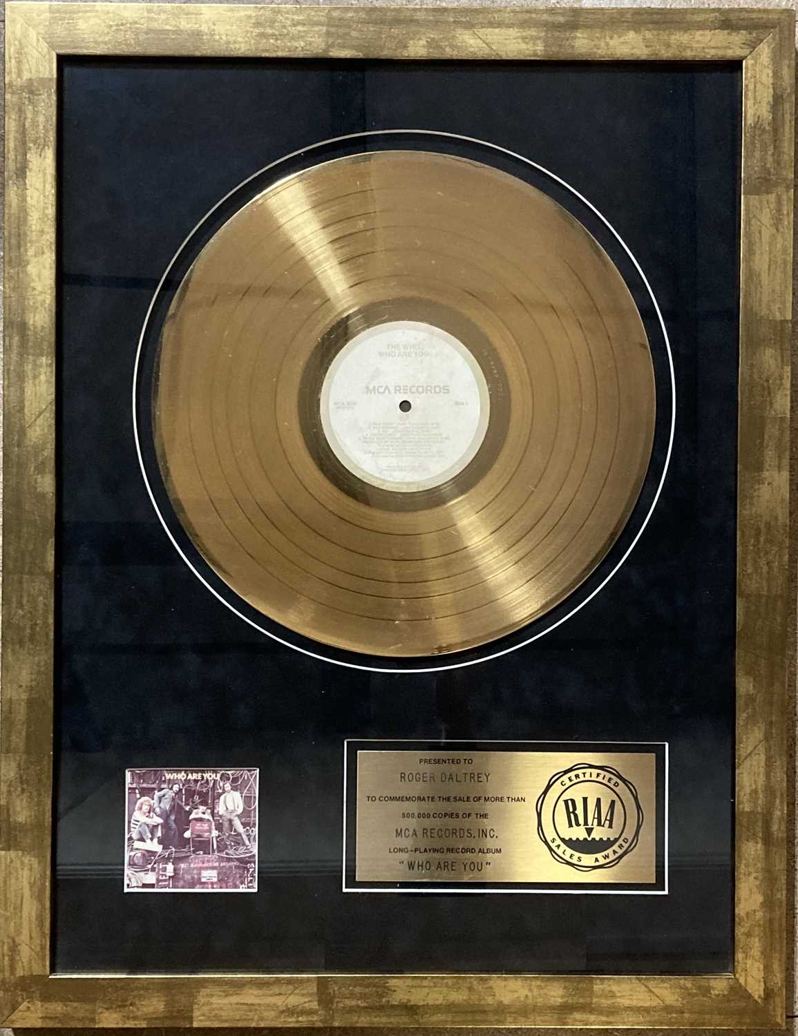 Lot 275 - ROGER DALTREY WHO ARE YOU RIAA GOLD DISC AWARD