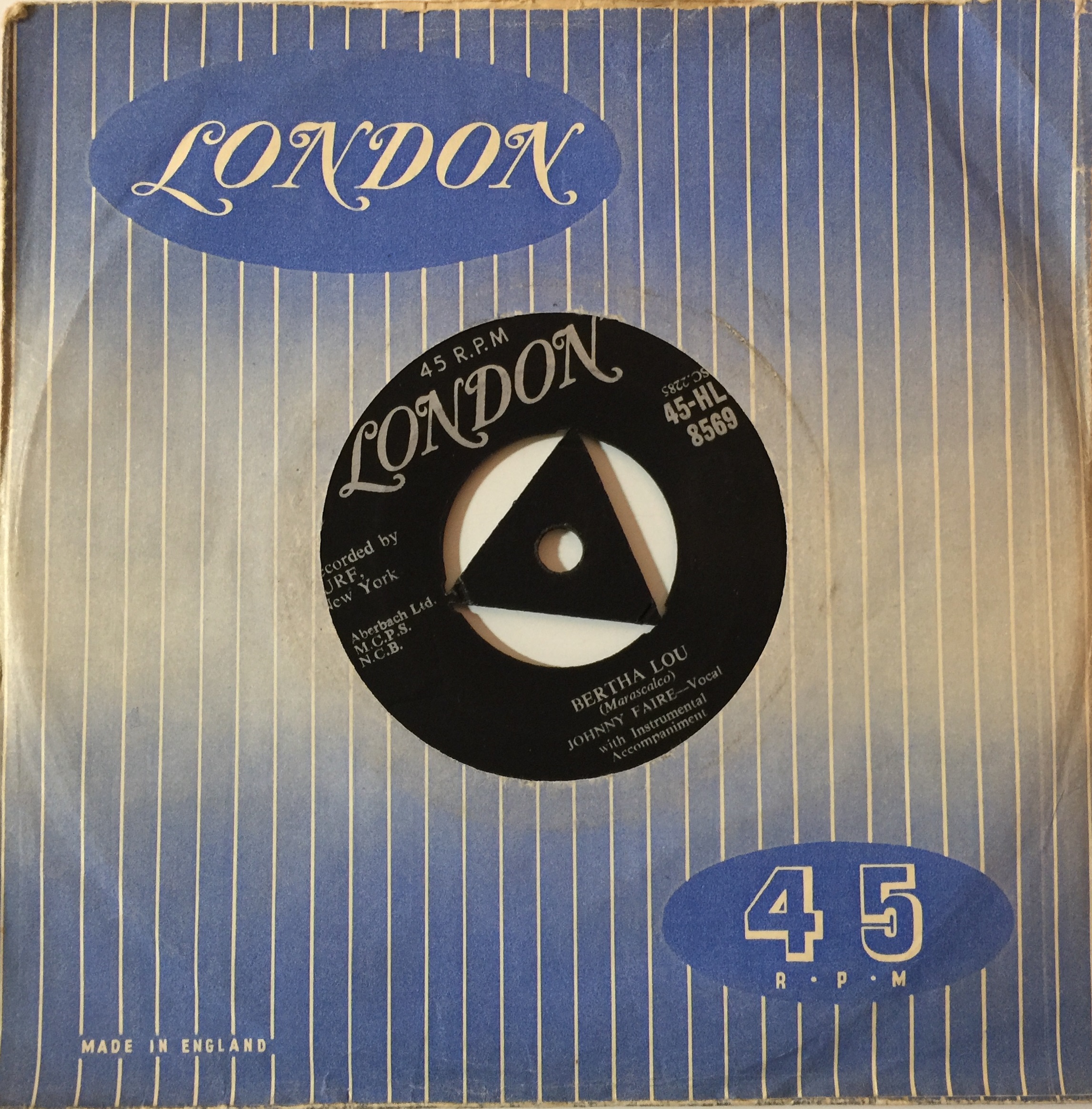 Lot 107 - JOHNNY FAIRE - BERTHA LOU 7'' (ORIGINAL UK