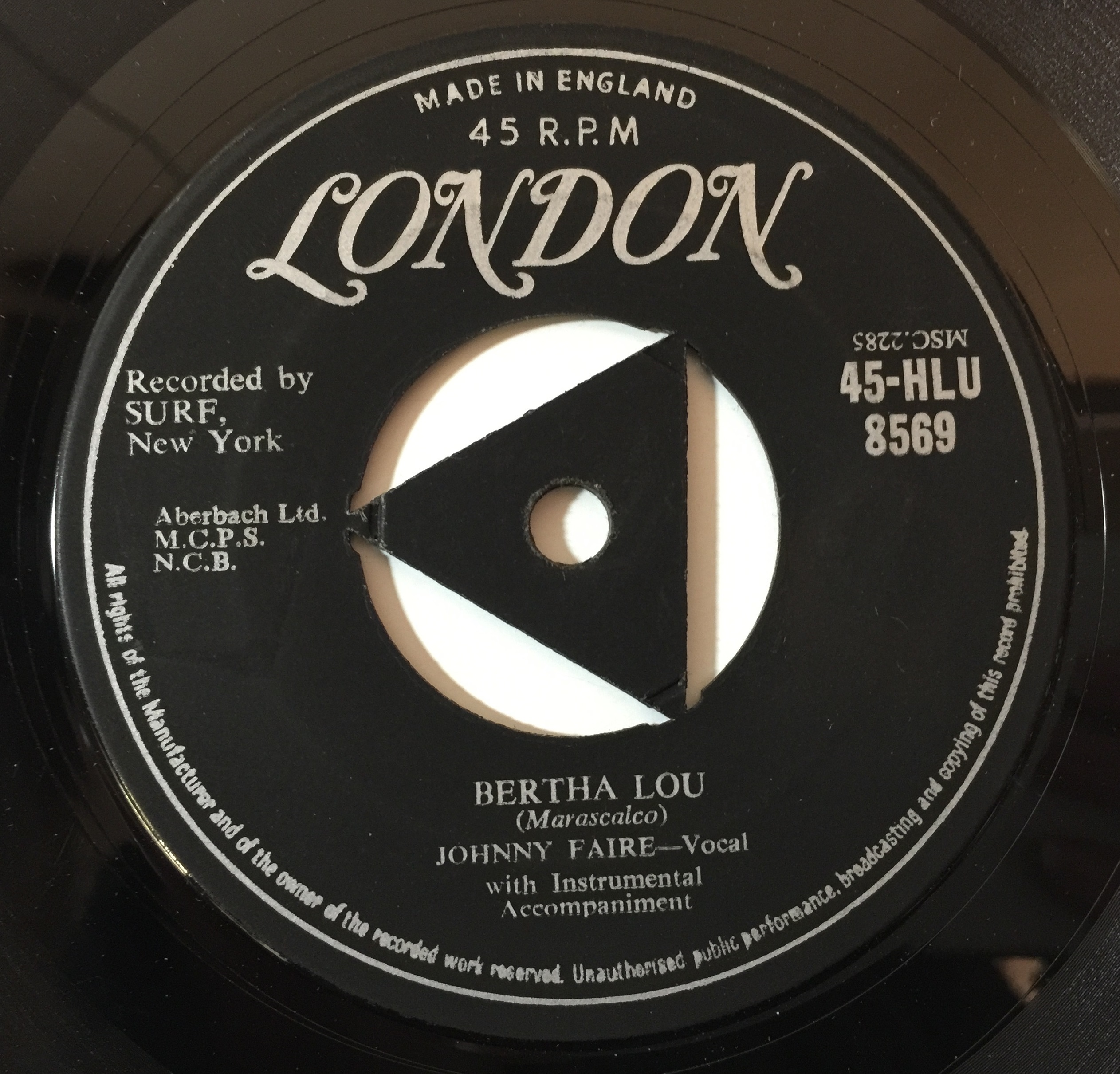 Lot 107 - JOHNNY FAIRE - BERTHA LOU 7'' (ORIGINAL UK