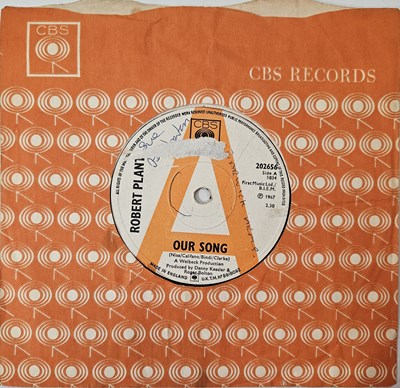 Lot 486 - ROBERT PLANT - OUR SONG 7" (ORIGINAL UK PROMO - CBS 202656)