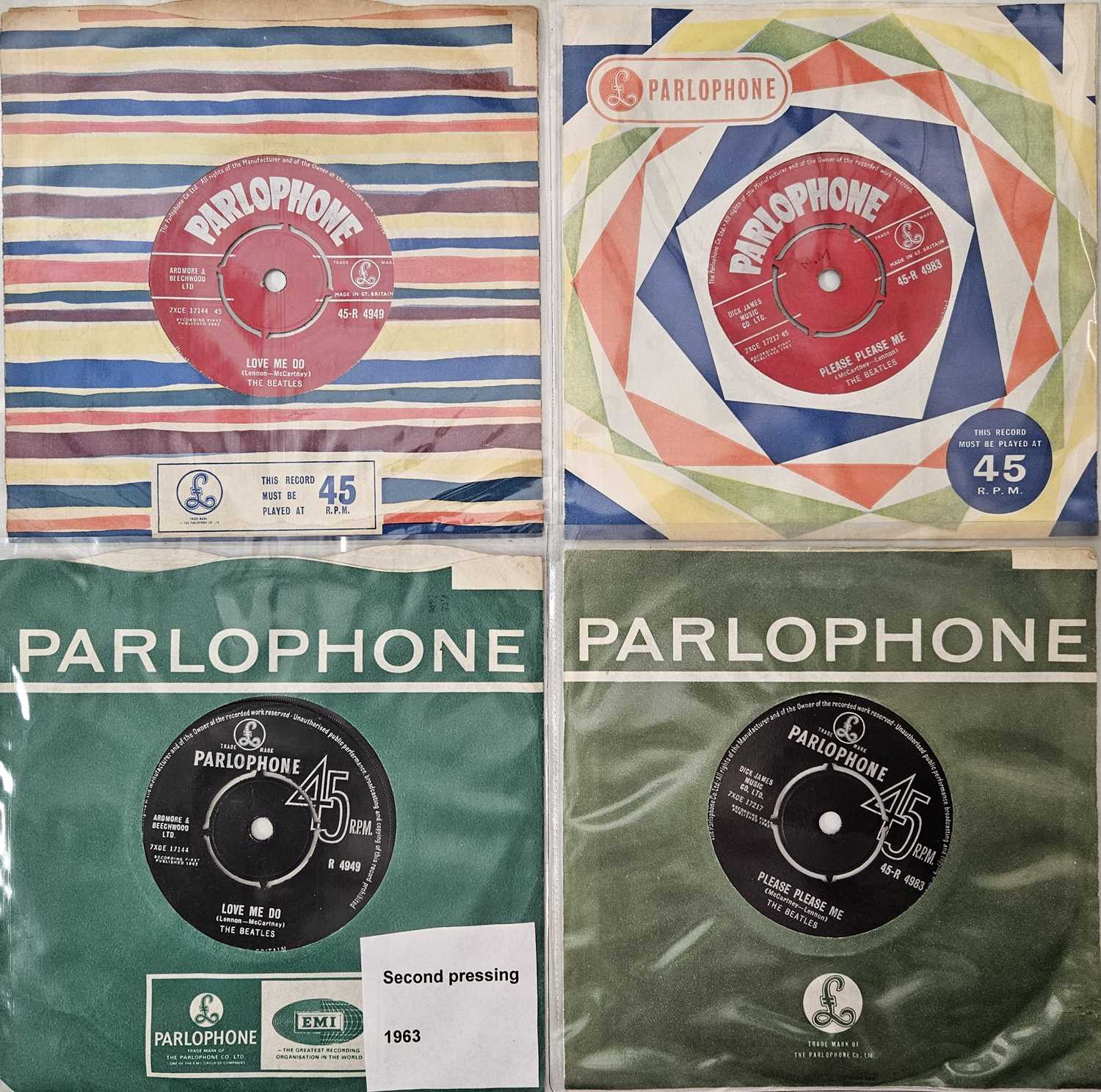 Lot 2 - THE BEATLES - LOVE ME DO/PLEASE PLEASE ME 7" (1ST AND 2ND UK PRESSINGS)