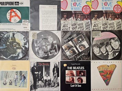 Lot 76 - THE BEATLES AND RELATED SOLO - 7" REISSUES PACK (INC PIC DISCS)