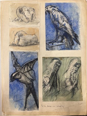 Lot 318A - STUART SUTCLIFFE (1940-1962) - A PAGE WITH FIVE ORIGINAL SKETCHBOOK WORKS.